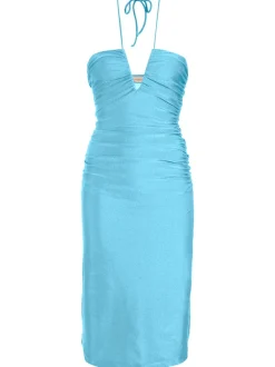 Deco Solid Frilled Midi Dress