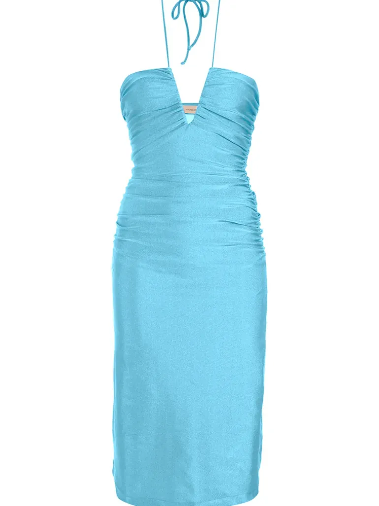 Deco Solid Frilled Midi Dress