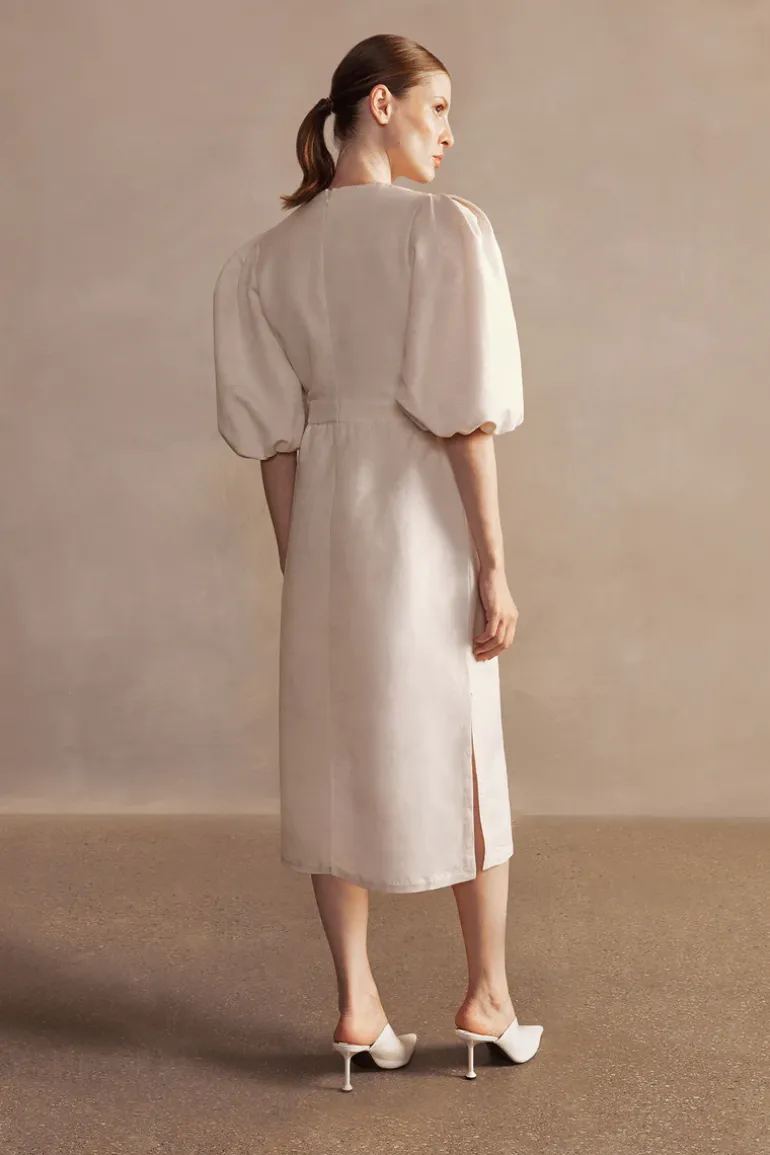 Demi Pois Puff-Sleeved Midi Dress