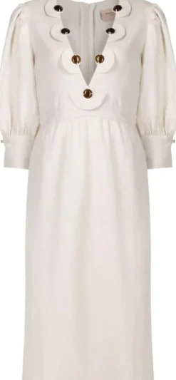 Demi Pois Puff-Sleeved Midi Dress