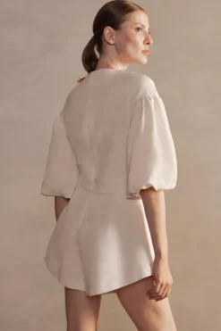 Demi Pois Puff-Sleeved Playsuit