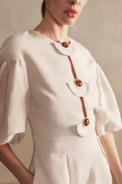 Demi Pois Puff-Sleeved Playsuit