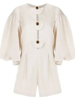 Demi Pois Puff-Sleeved Playsuit