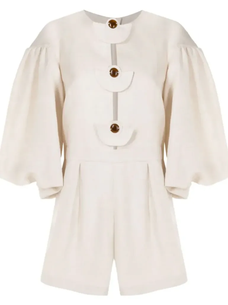 Demi Pois Puff-Sleeved Playsuit