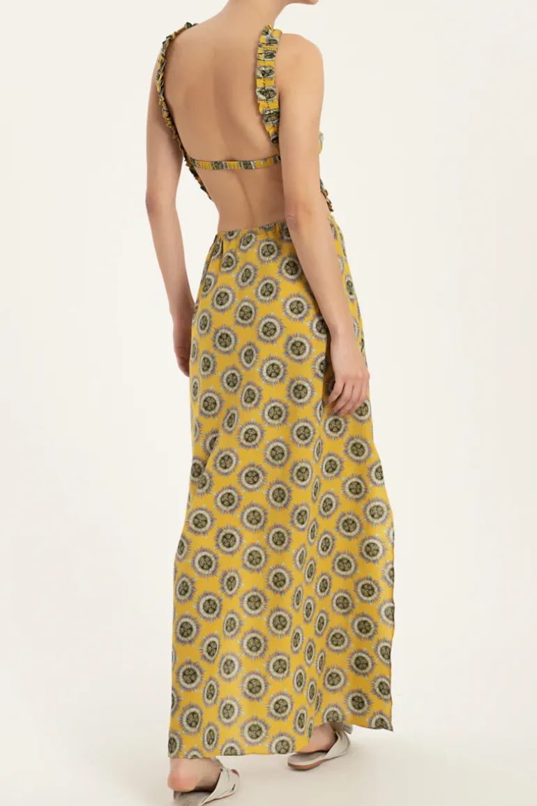 Exotic Passion Long Dress With Pleated Detail