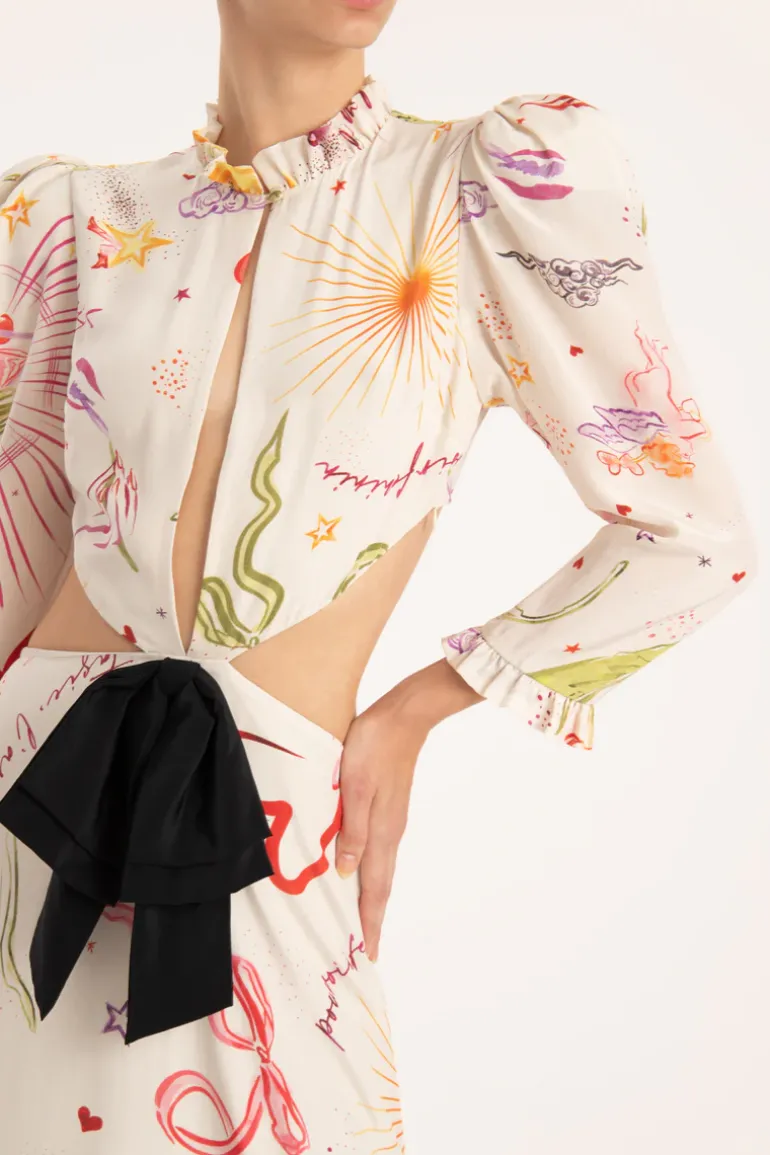 Fantasy Long Dress with Cut-Outs