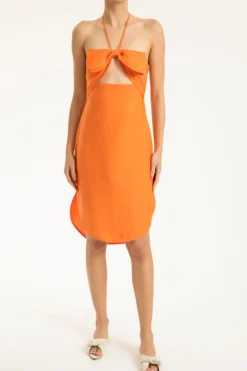 Fantasy Solid Asymmetric Short Dress with Bow