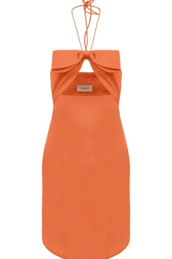 Fantasy Solid Asymmetric Short Dress with Bow