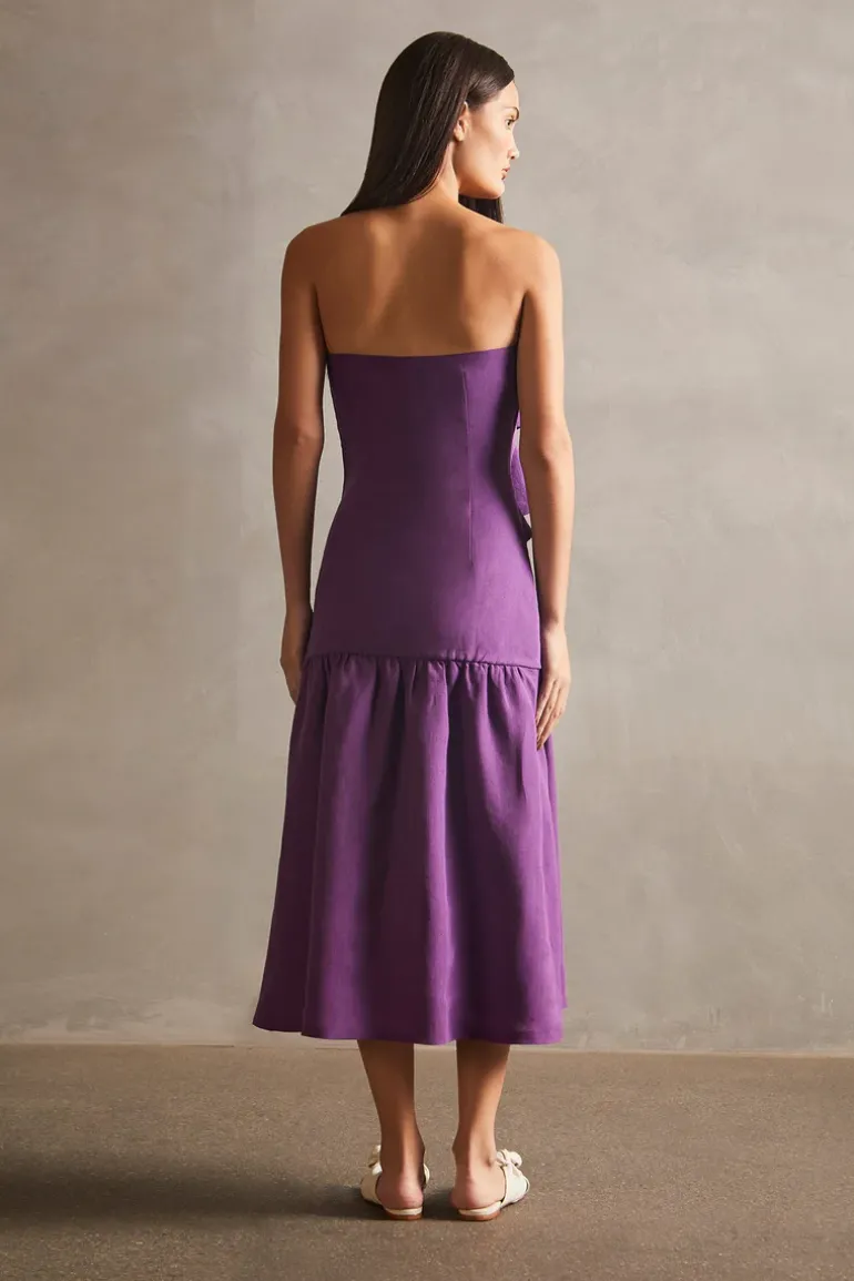 Fantasy Solid Cut-Out Strapless Dress with Bows