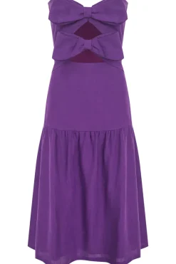 Fantasy Solid Cut-Out Strapless Dress with Bows