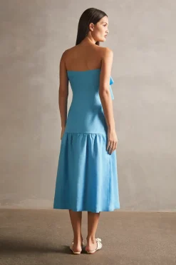 Fantasy Solid Cut-Out Strapless Dress with Bows