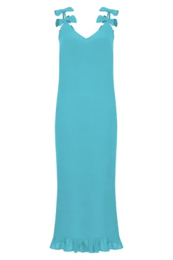 Fantasy Solid Long Dress with Bows