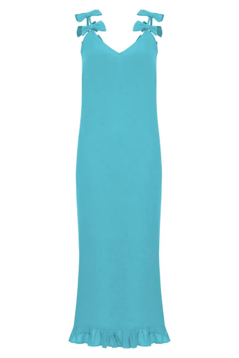 Fantasy Solid Long Dress with Bows