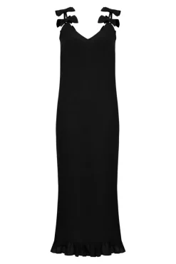 Fantasy Solid Long Dress with Bows