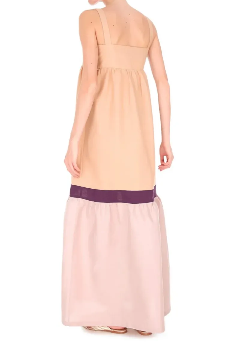 Fig Tricolor Long Dress with Straps