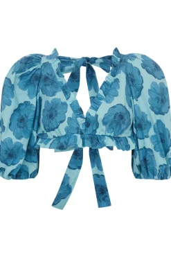 Floral Classic Ruffled Cropped Blouse