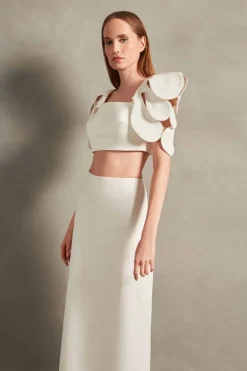 Floral Solid Cropped Blouse