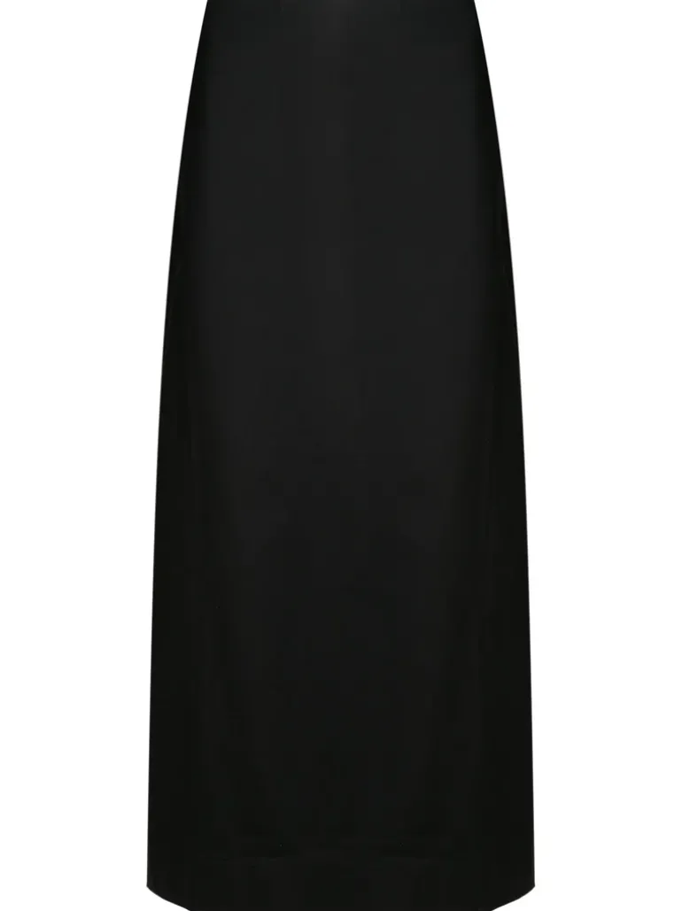 Floral Solid High-Waisted Long Skirt