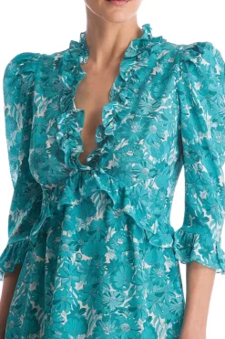 Flower Bloom Long-Sleeved Short Dress