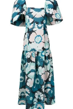 Flower Power Puff-Sleeved Long Dress