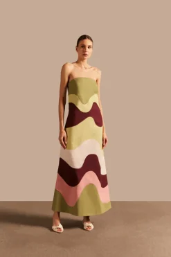 Giardino Solid Strapless Long Dress