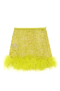 Guipure Lace Feathered Mini Skirt