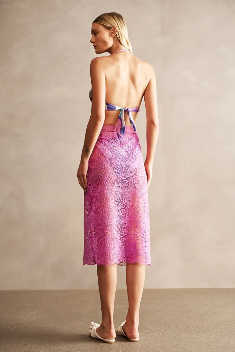 Guipure Lace Midi Skirt