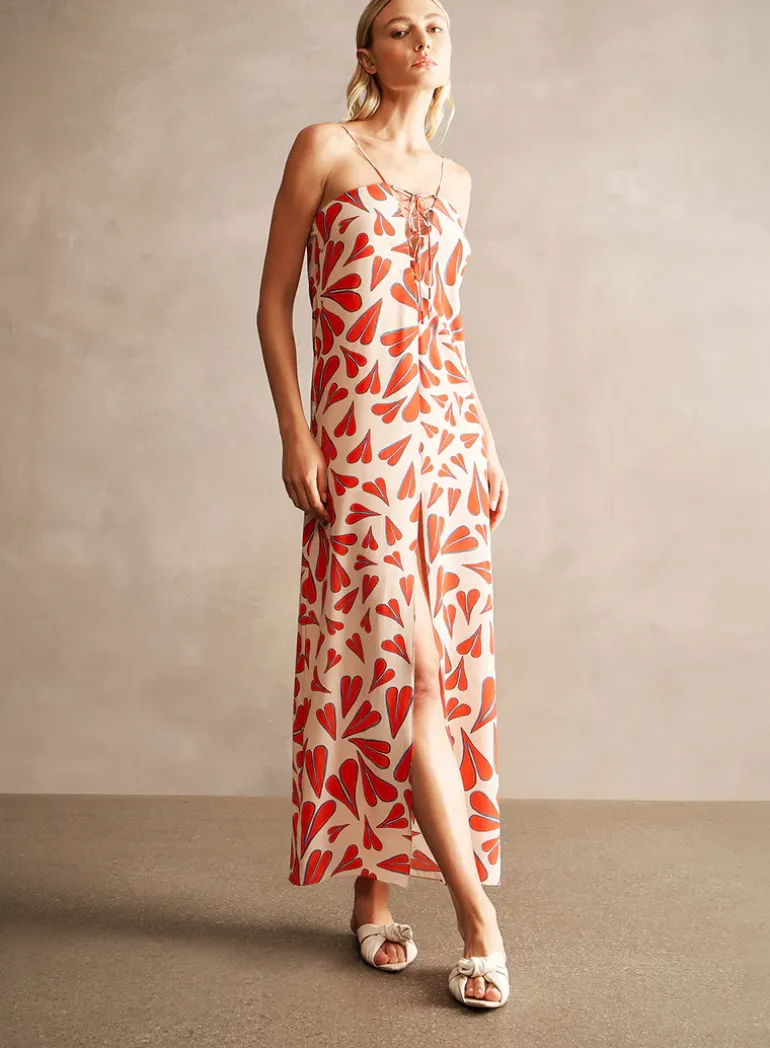 Hearts Front-Slit Long Dress