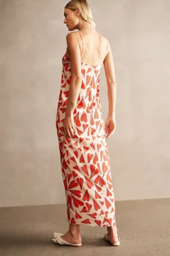 Hearts Front-Slit Long Dress