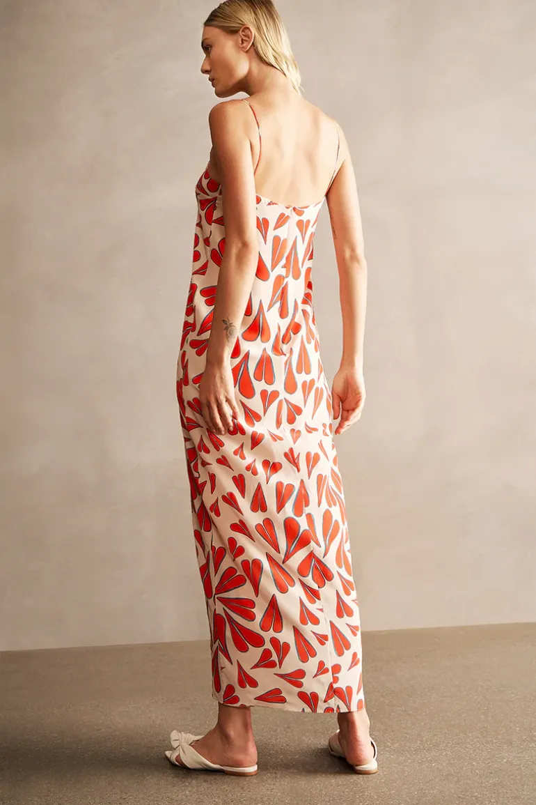 Hearts Front-Slit Long Dress