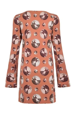 Horse Pois Open-Back Short Tunic Dress