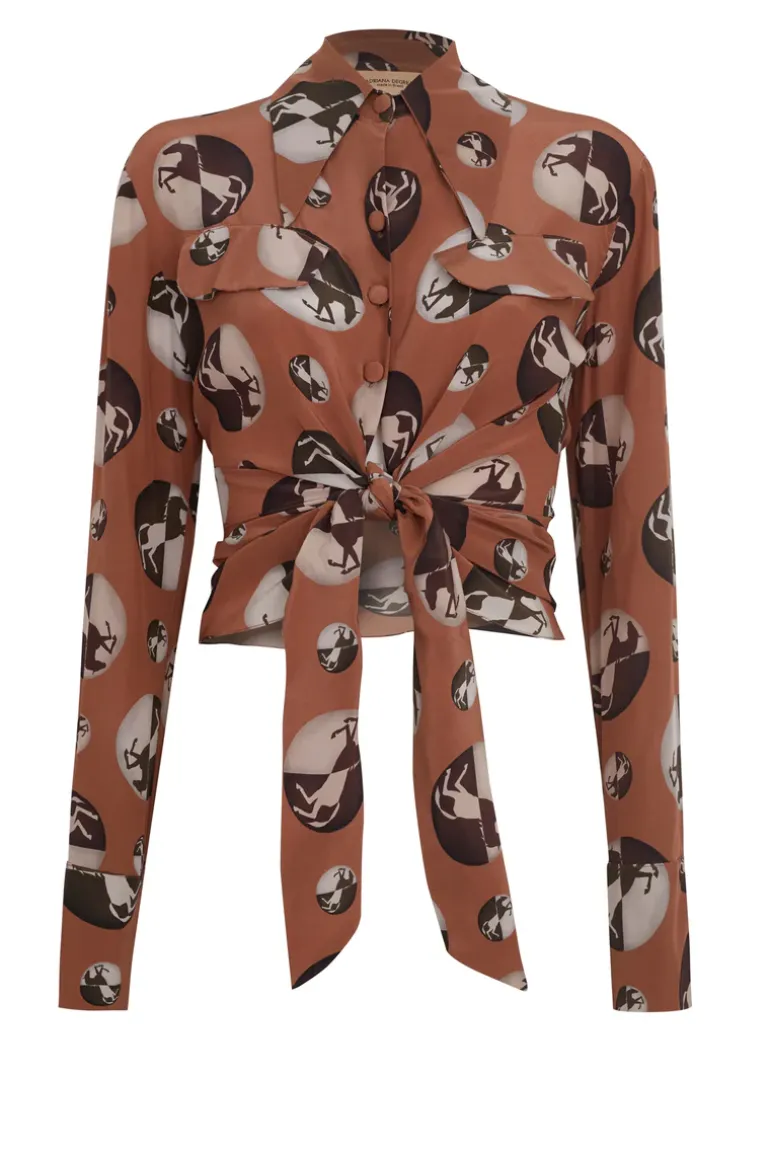 Horse Pois Shirt With Knot