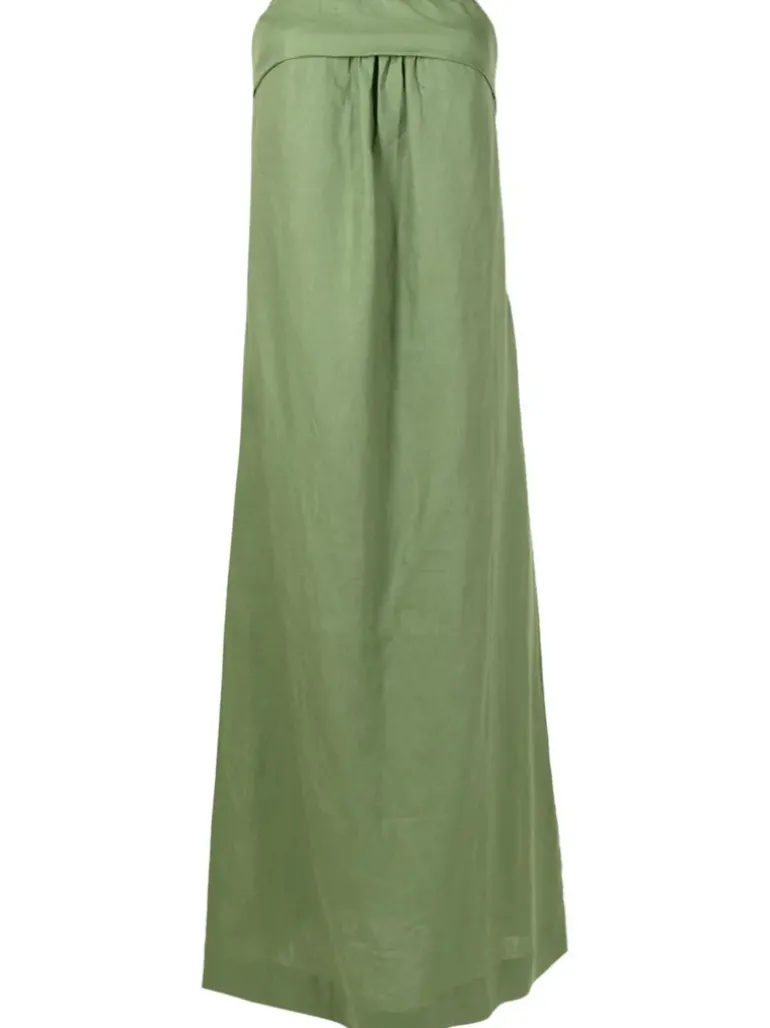 Jellyfish Solid Strapless Long Linen Dress
