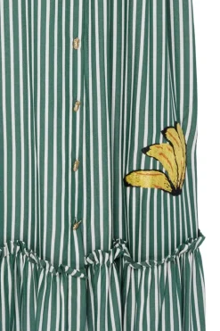 Josephine Striped Long Dress with Banana Detail