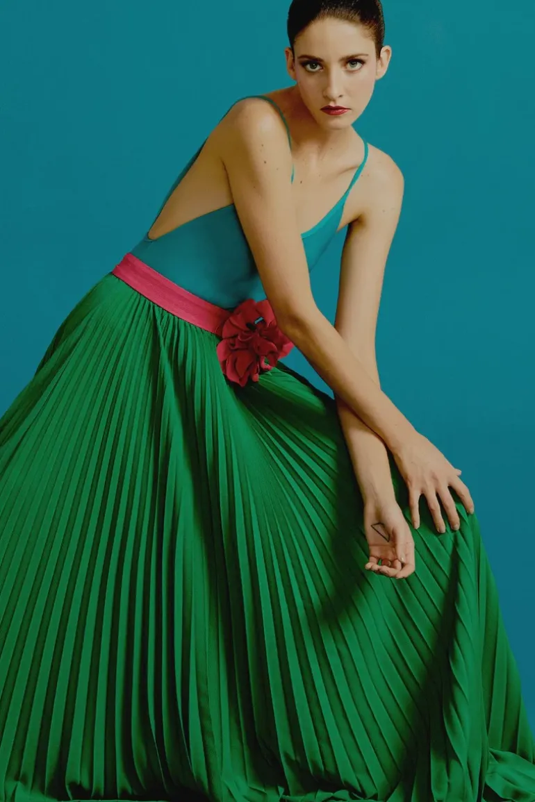 Le Fleur High Waist Pleated Long Skirt