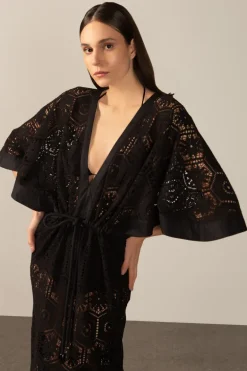 Le Sirenuse Lace V-Neck Lace Long Dress