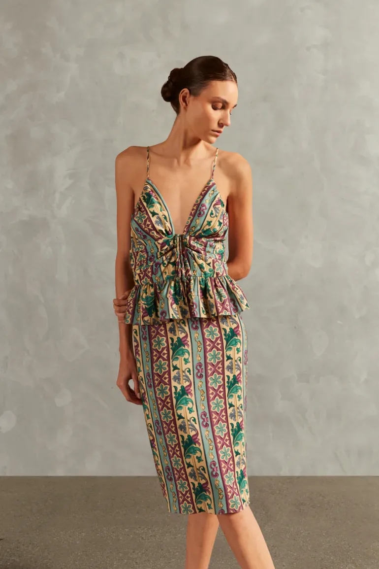 Le Sirenuse Peplum Midi Dress