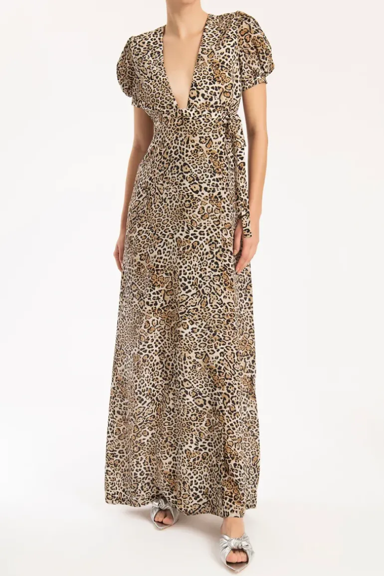 Leopard Long Dress With Knot