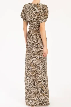 Leopard Long Dress With Knot