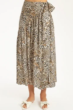 Leopard Pareo Midi Skirt