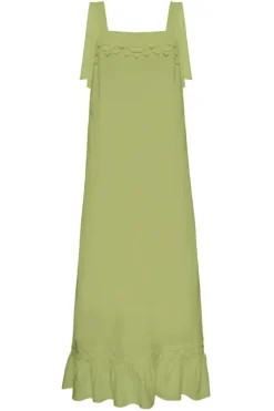 Linen Long Dress With Application