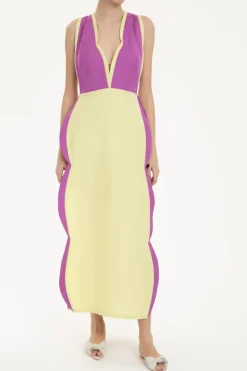 Linen V-Neck Long Dress