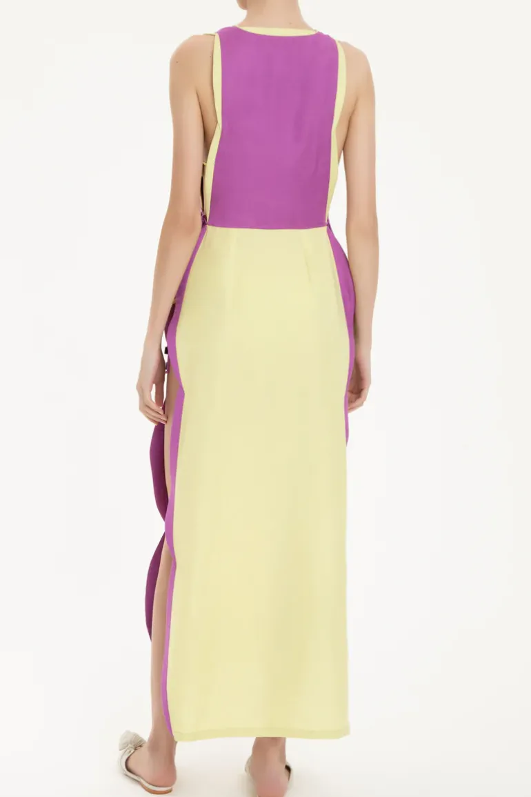 Linen V-Neck Long Dress