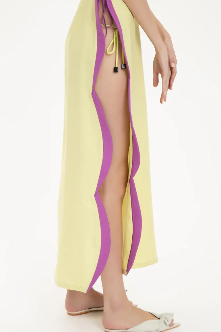 Linen V-Neck Long Dress