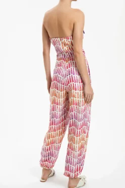 Lipstick Strapless Jumpsuit With Bow