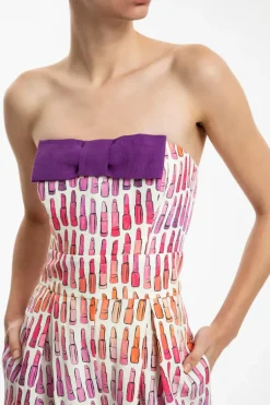 Lipstick Strapless Jumpsuit With Bow