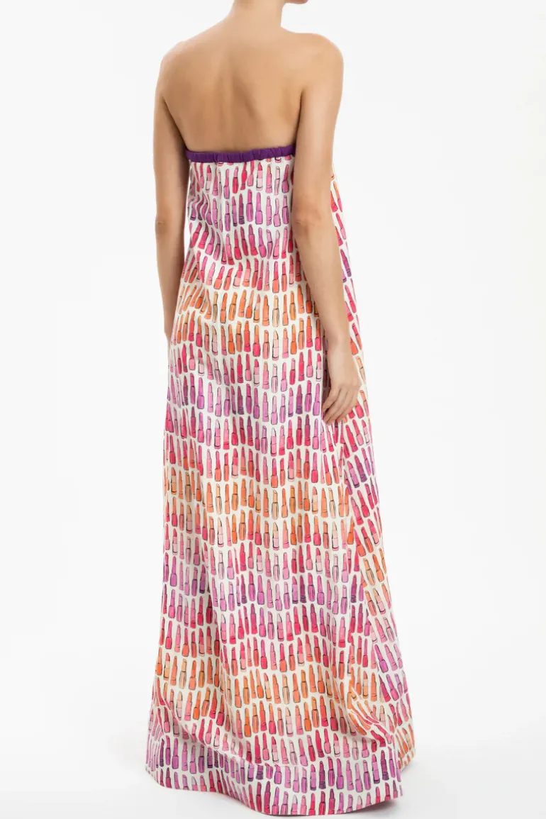 Lipstick Strapless Long Dress