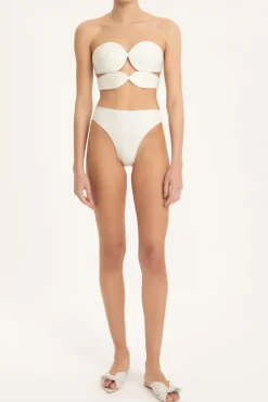 Matelasse Strapless High-leg Bikini