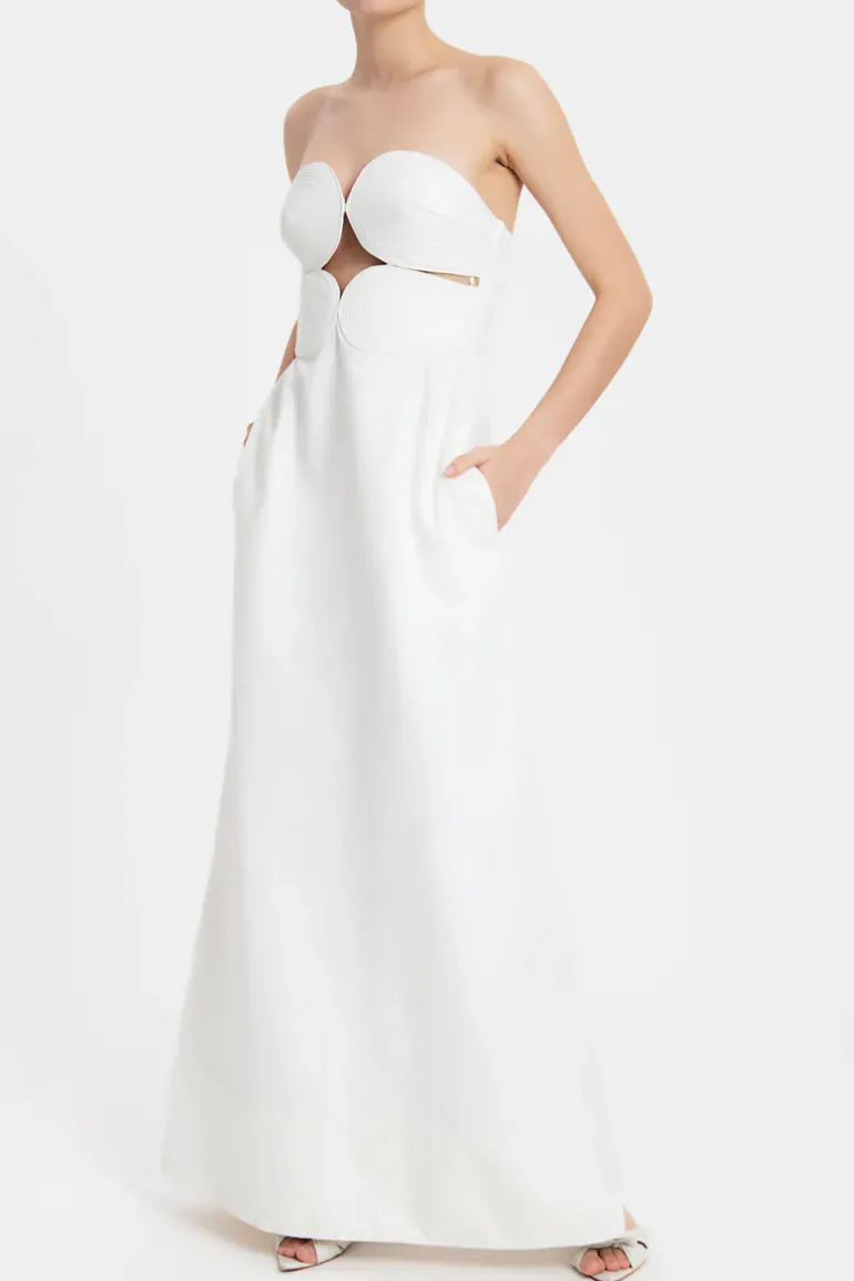 Matelasse Strapless Long Dress