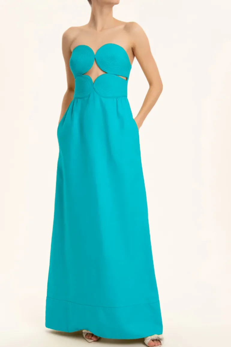 Matelasse Strapless Long Dress